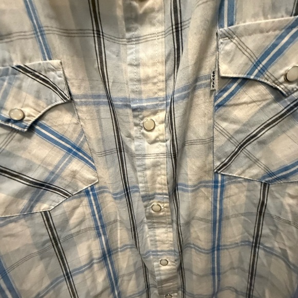Levi's White and Blue Checkered Men's  Pearl Snap Western Shirt Size XXL - Picture 4 of 6